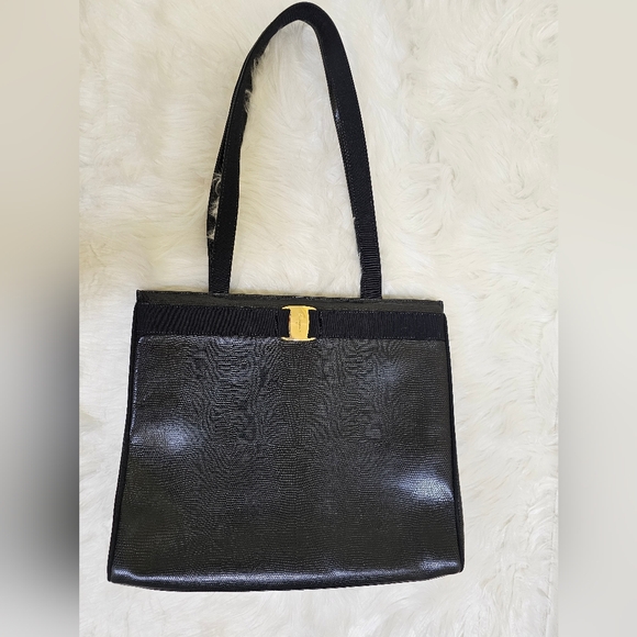Salvatore Ferragamo Handbags - Salvatore Ferragamo Vara Ribbon Tote Bag Leather Navy